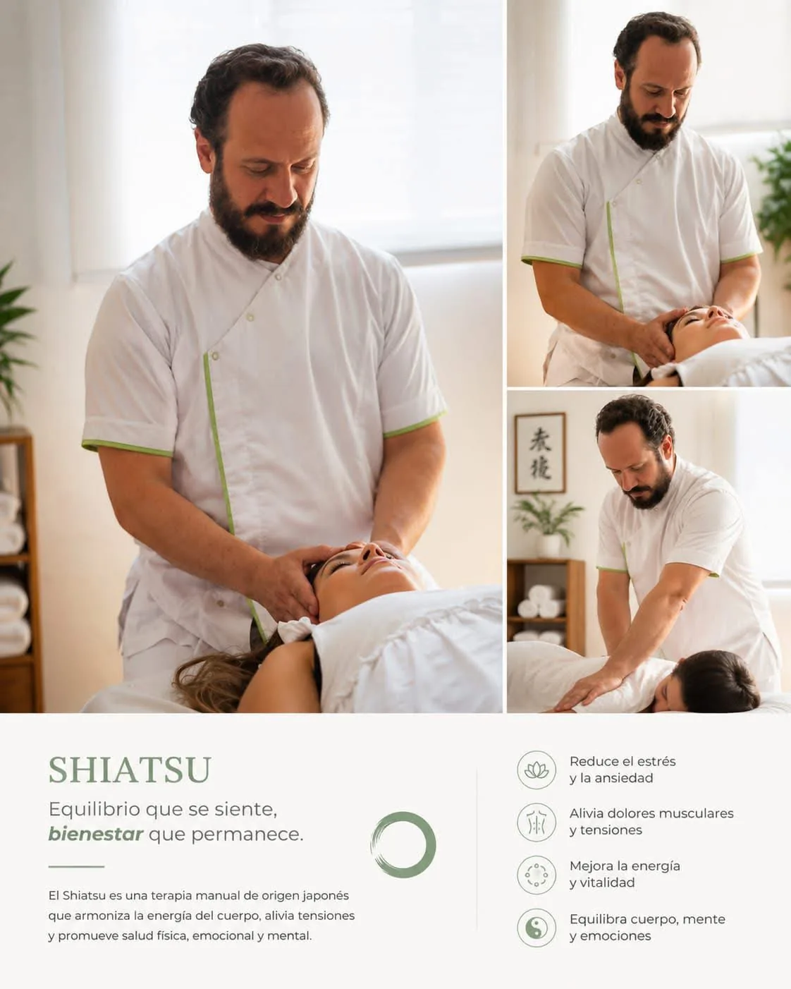 Aplicación de terapia Shiatsu